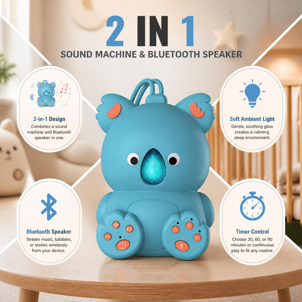 Portable White Noise Baby Sound Machine with Bluetooth Speaker and Timer