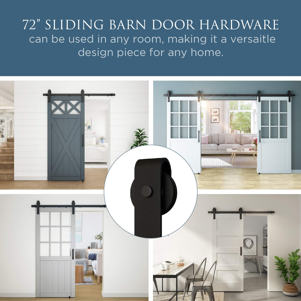 Designer Interior Barn Door Kit, 72", Matte Black