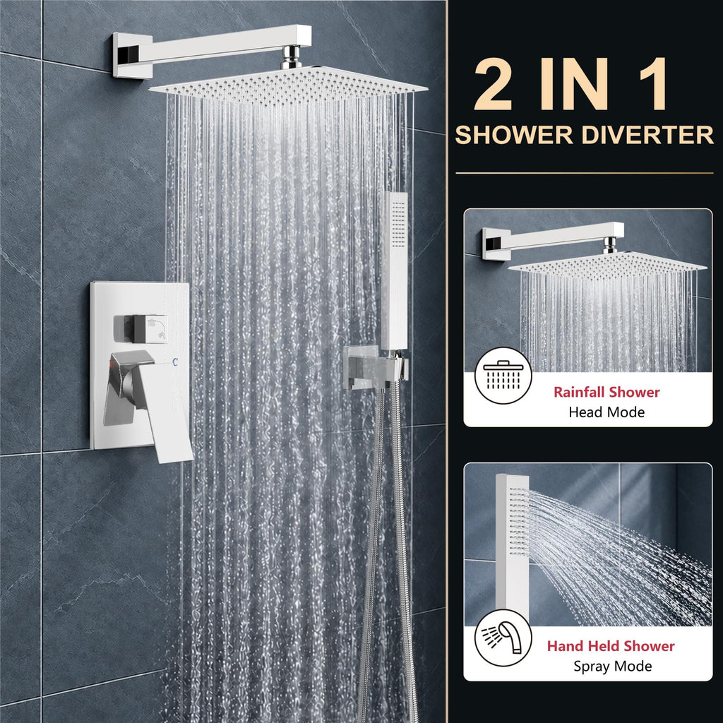 Shower Faucet Set with Handheld Sprayer,16 Inch,Polish Chrome