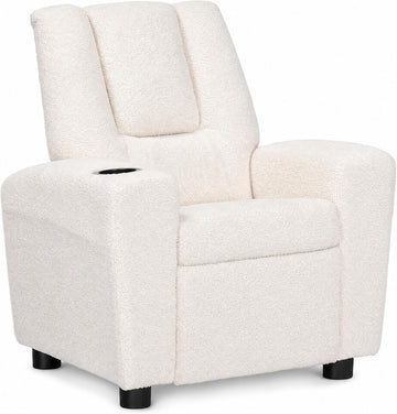 Chase Kids Recliner Chair with Cup Holder and Footrest, Soft Upholstered Toddler Push-Back Recliner with Padded