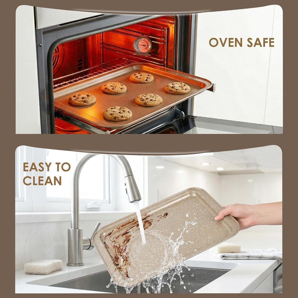 11 Piece Pan Set | Nonstick & Non Toxic Bakeware Sets Set | Carbon Steel Supplies Include Notebook, Cookie Sheets