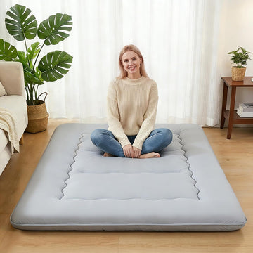 Japanese Floor Mattress, 4" Thick Futon Mattress, Gray