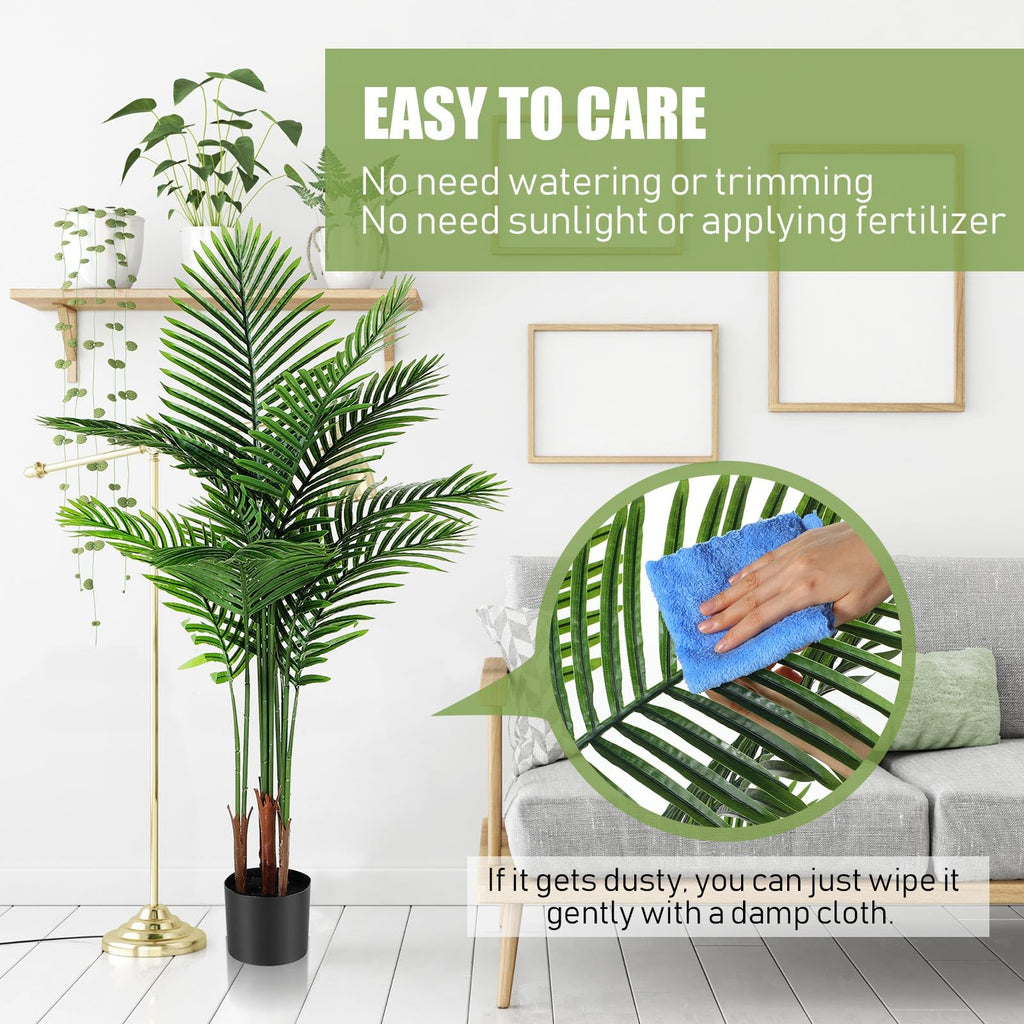 2 Pack Artificial Palm Trees 5Ft, Fake Plants Fake Trees Artificial Areca Palm Plants for Outdoor Indoor Faux Palm