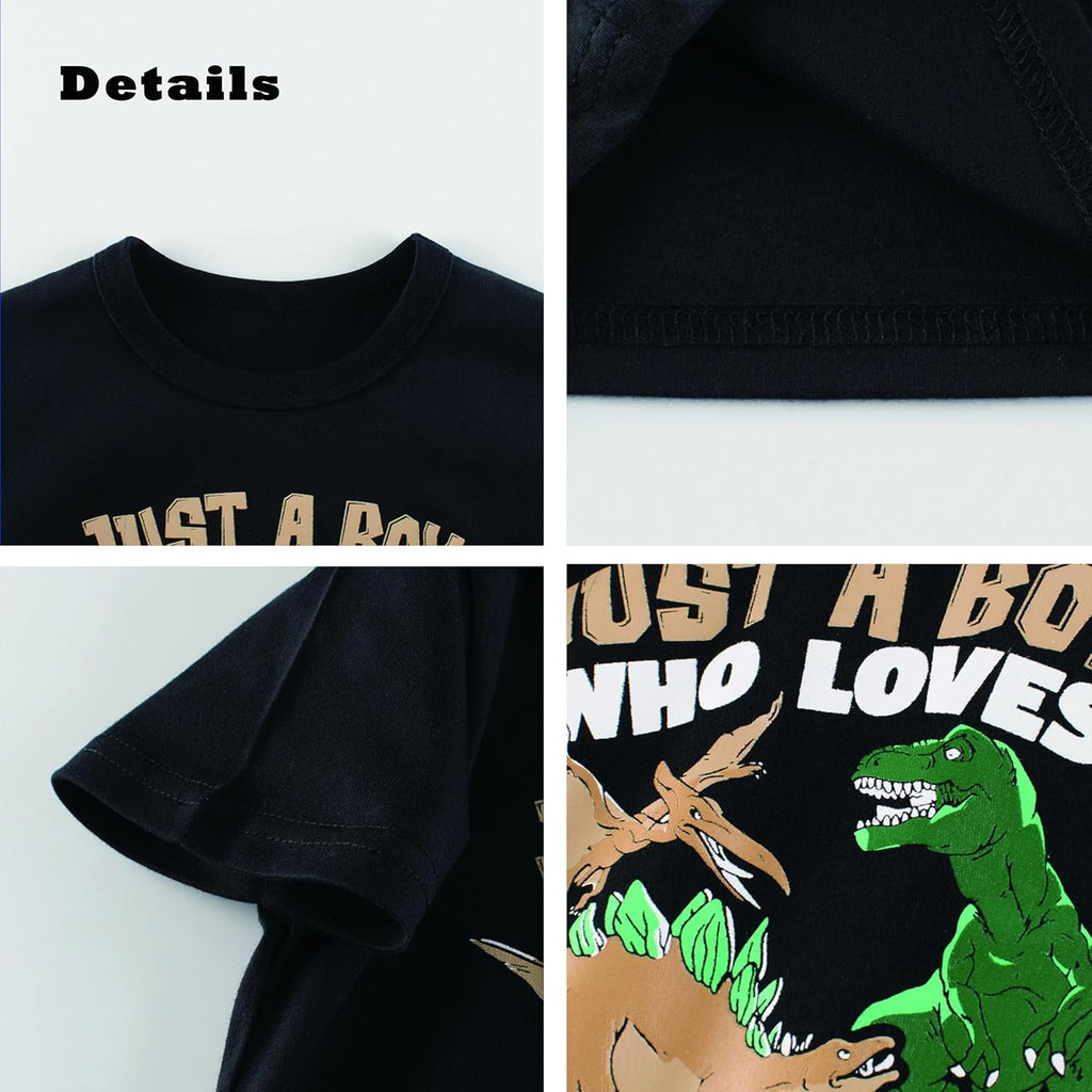 Boys Cotton Graphic T-Shirts Short & Long Sleeve Crewneck Kids Tee