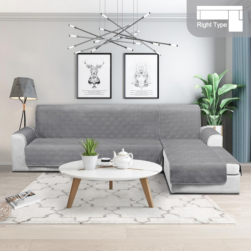 Waterproof Sectional Couch Covers L Shaped Sofa Covers Chaise Lounge Cover 3pcs Reversible Sofa Covers for Sectional