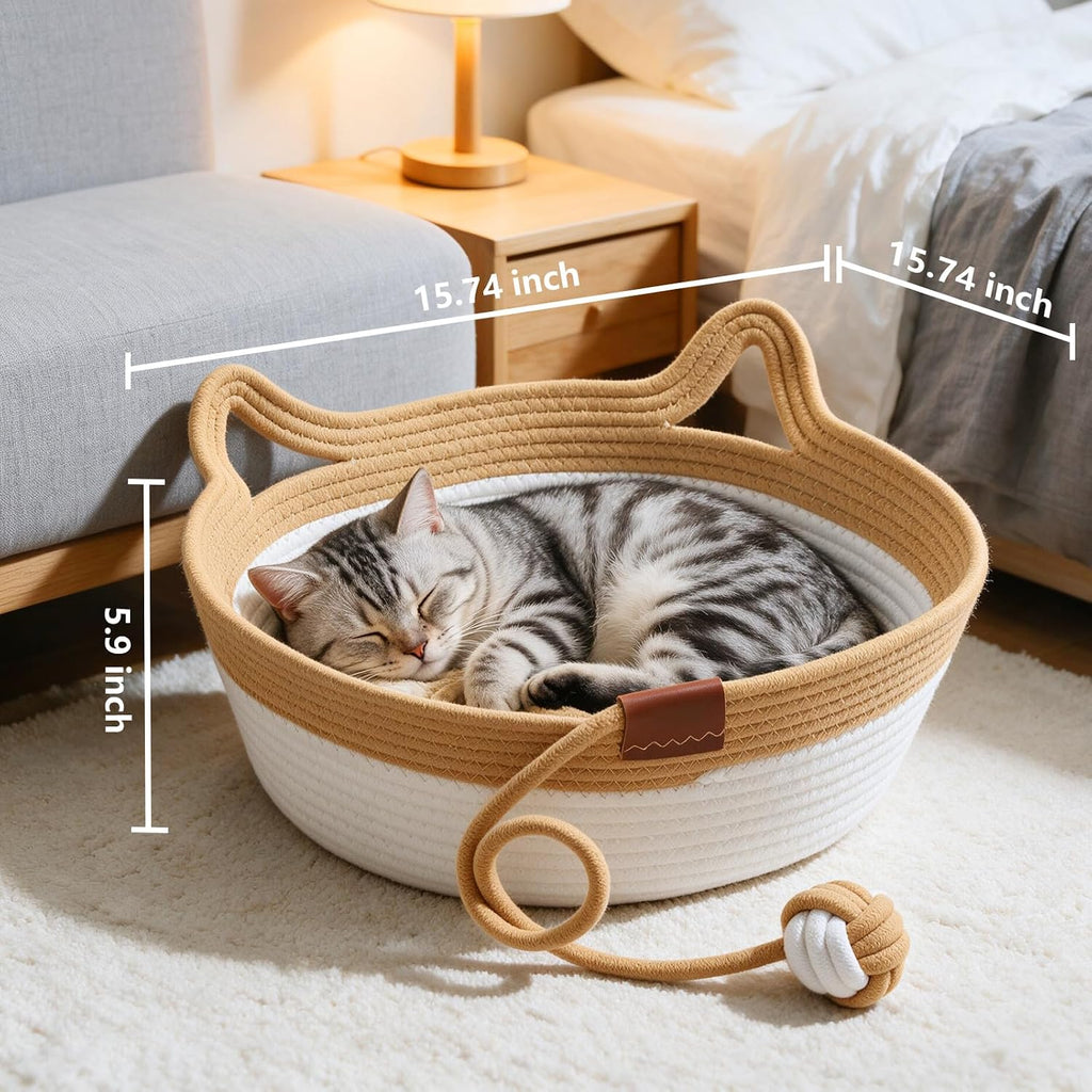 Handwoven Cotton Rope Cat Bed Basket