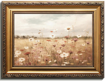 Vintage Gold Framed Wall Art, Vintage Spring Floral Canvas Art Prints Painting, Antique Farmhouse Wall Decor