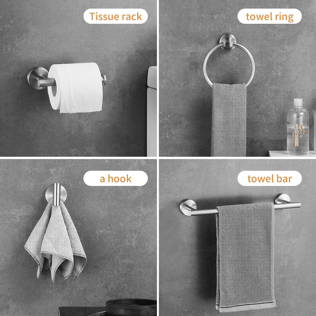Bathroom Hardware Set 10 Pieces, Stainless Steel Towel Bar Set Includes 16 inch Towel Bar, Towel Hook, Towel Ring