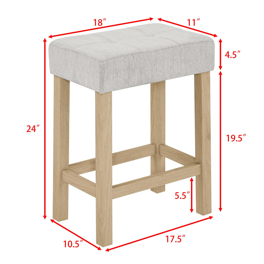 Industrial 3-Person Counter Height Bar Table Set with Power Outlet, 4-Piece Dinette Set with Padded Seat Stools