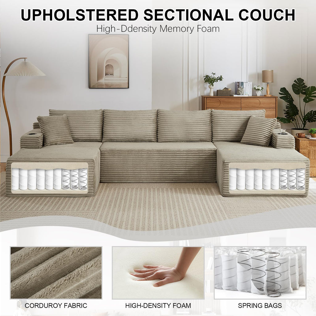 134 Inch Modular Sectional Sofa, Cloud Boneless Couch