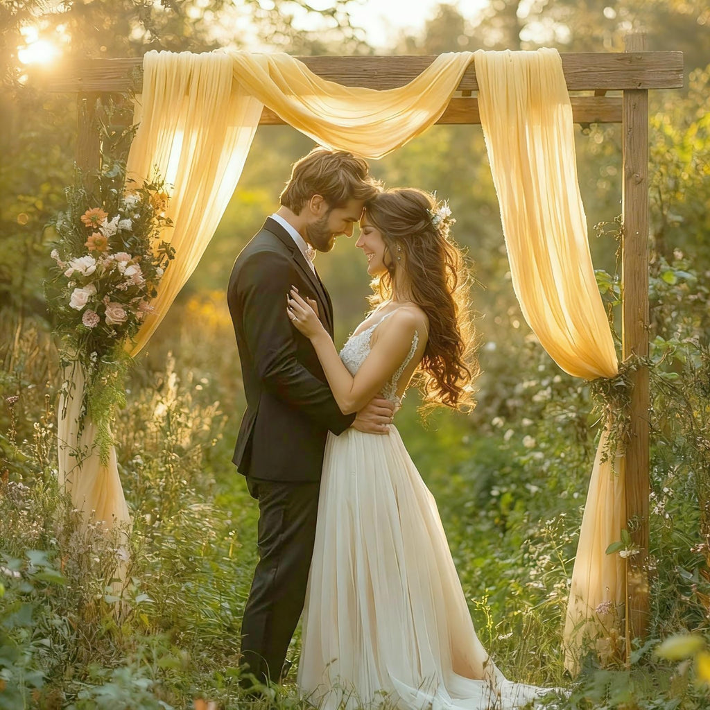 Wedding Arch Draping Fabric, 31.5" x 20FT Wrinkle-Free Sheer Chiffon Drapery for Ceremony Backdrop, Arbor, Pergola