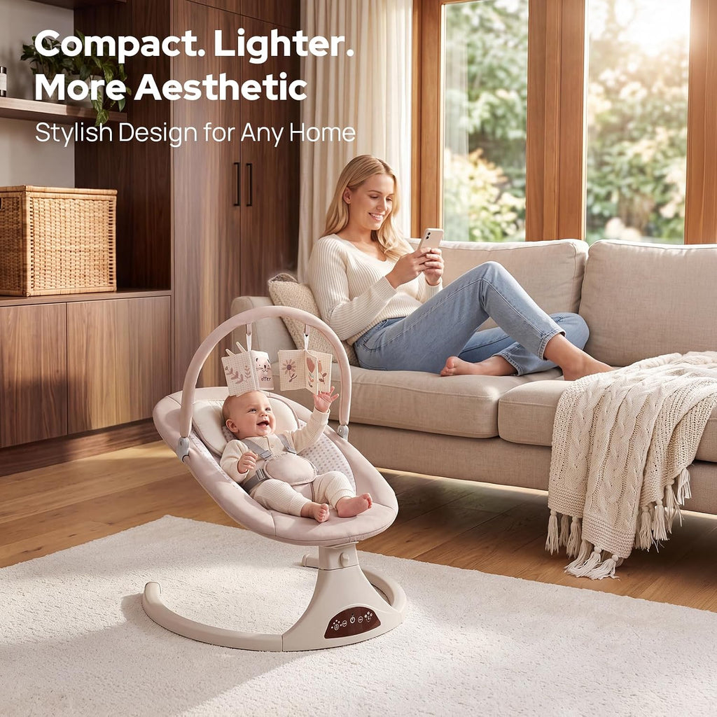 Swing - Electric Infant Swing with 5 Speeds, 12 Melodies, Timer & Portable Design for Newborns to Infants