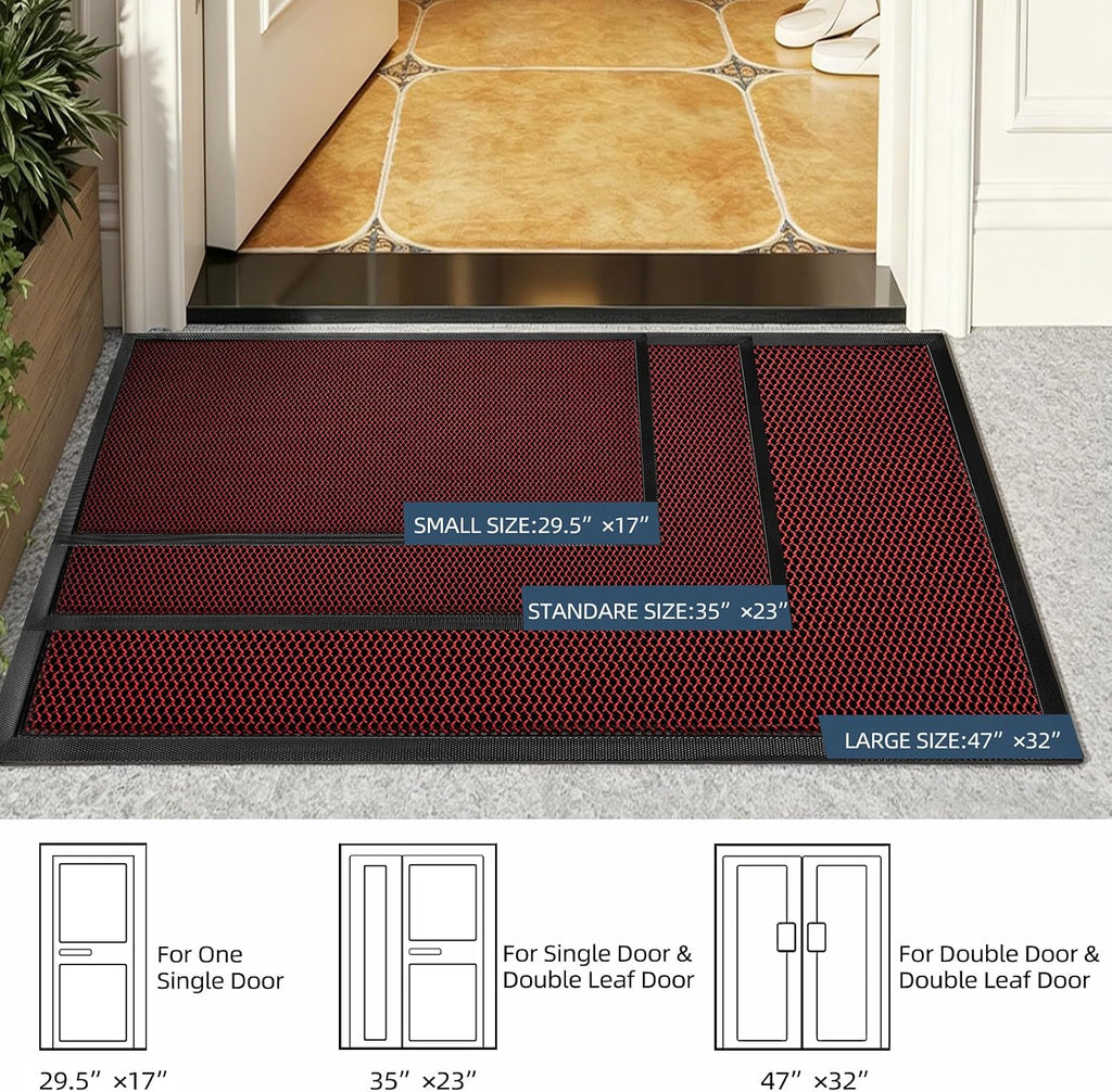Front Door Mat Outside Entrance,Heavy Duty Rubber Door Mat,Non Slip Dirt Trapper Welcome Mat for Indoor Outdoor