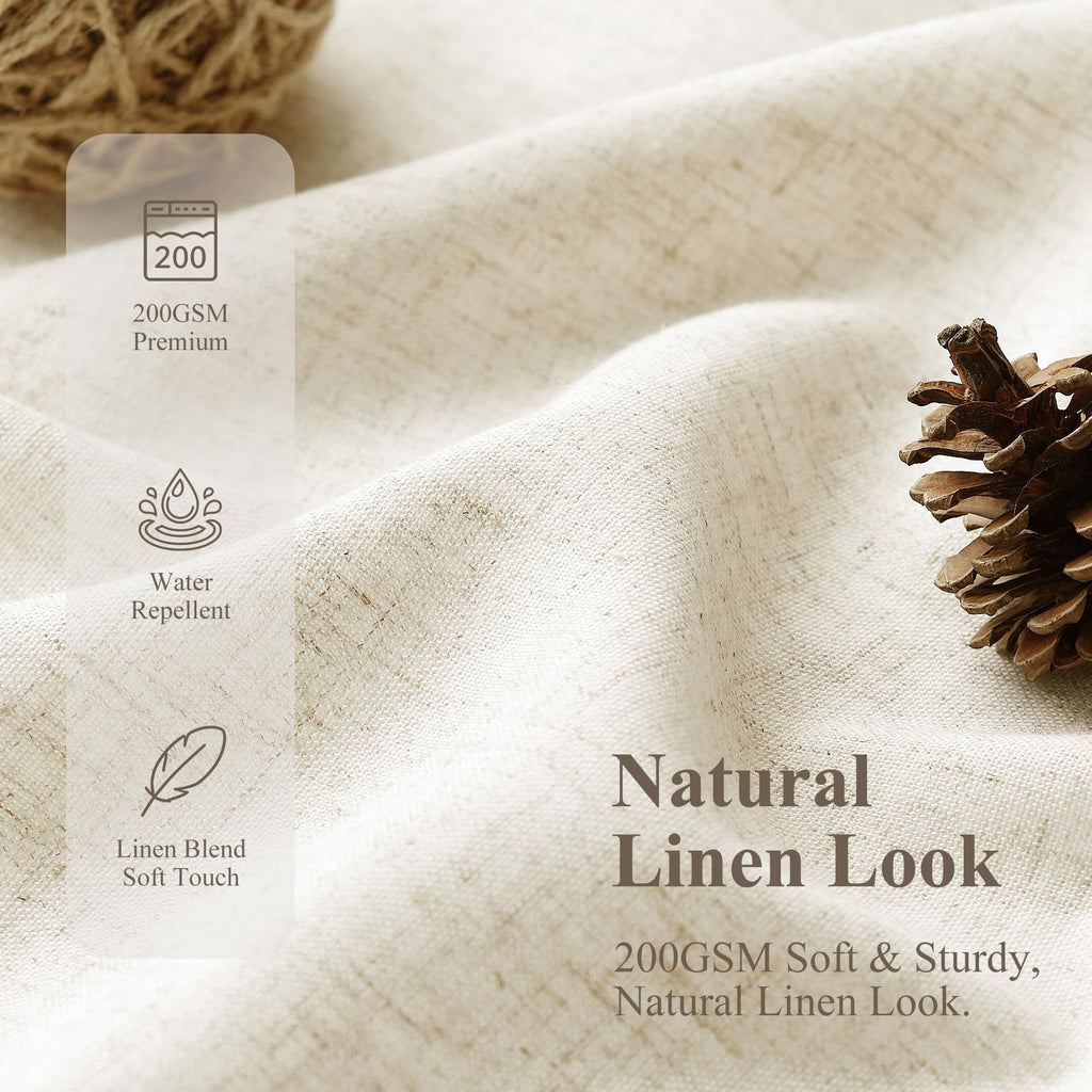 Natural Linen Fabric Shower Curtains, 72x78