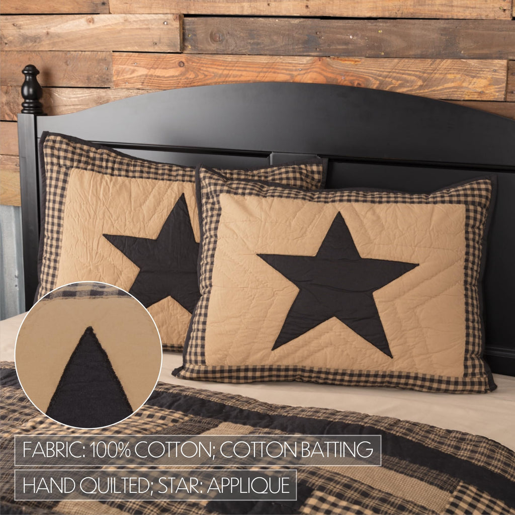 Black Check Star 8 Piece Quilt Set (1 Quilt, 2 Standard Shams, 2 Standard Pillowcase, 2 Euro Shams, 1 Bed