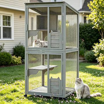 4-Tier 69" H Wooden Cat Enclosure Catio Indoor/Outdoor Cat House