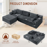 110" L-Shaped Modular Sectional Sofa with Chaise, Boneless Comfy Corduroy Fluffy Couch with Deep Seat and Side Pockets