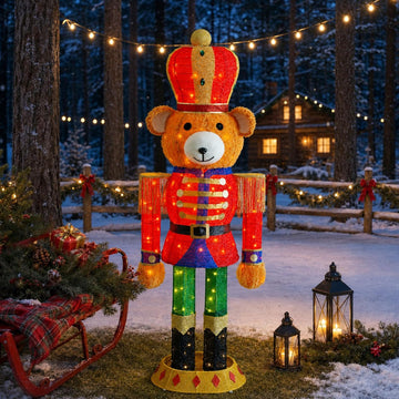 5FT Pop-Up Nutcracker Bear Lighted Outdoor Christmas Decoration