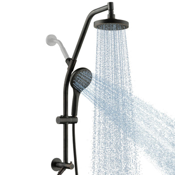 Rain Shower Head with Handheld Combo, Dual Shower System with Slide Bar, Adjustable Height, Brass Slide Bar &