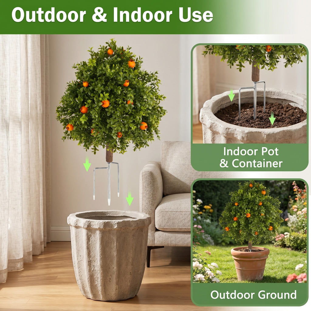 26''Artificial Boxwood Topiary Balls Set of 2Carrying Acorns - Faux Evergreen Shrubs for Outdoors UV Resistant, Fake