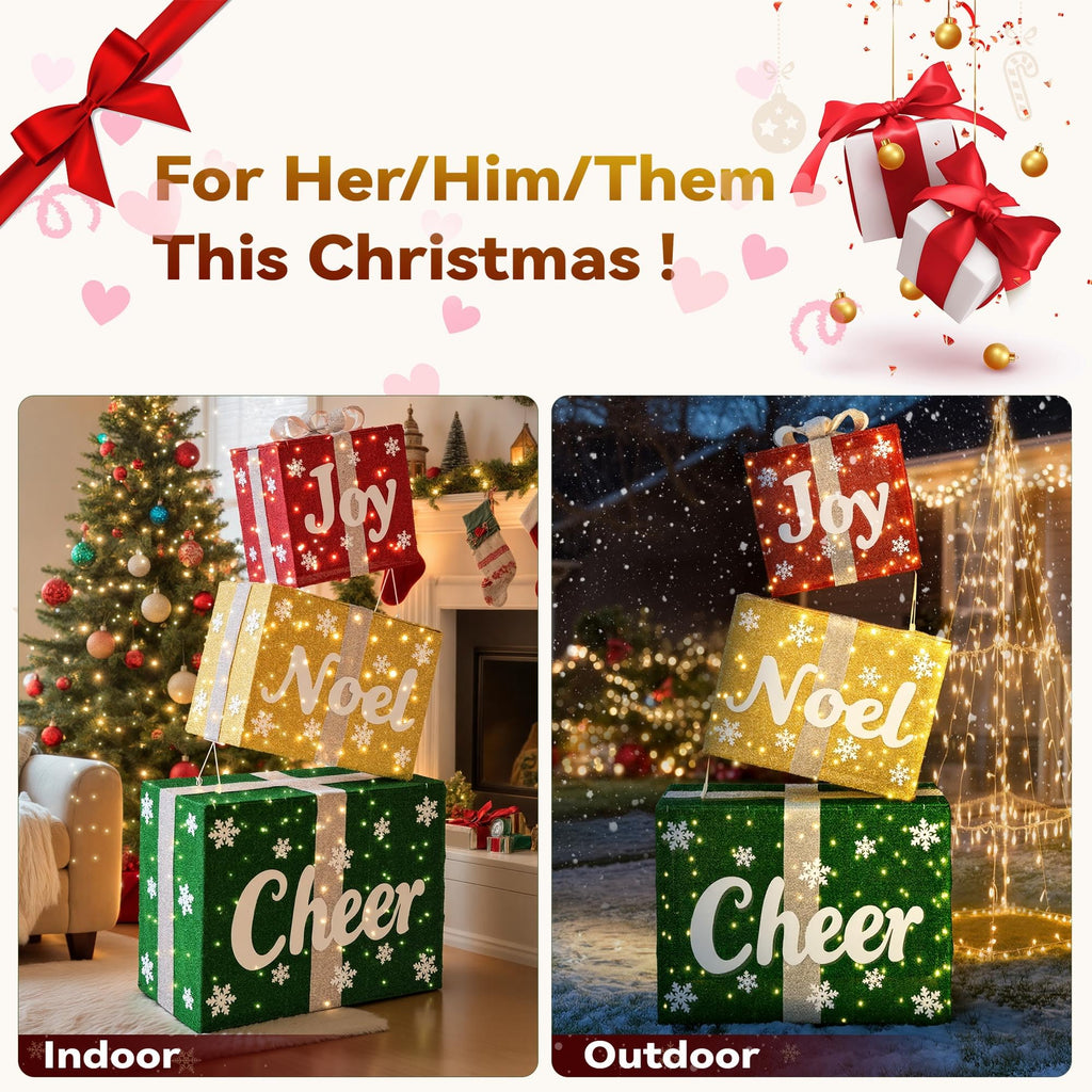 3D Jumbo Gift Box Outdoor Christmas Decoration with Timer&Remote Control