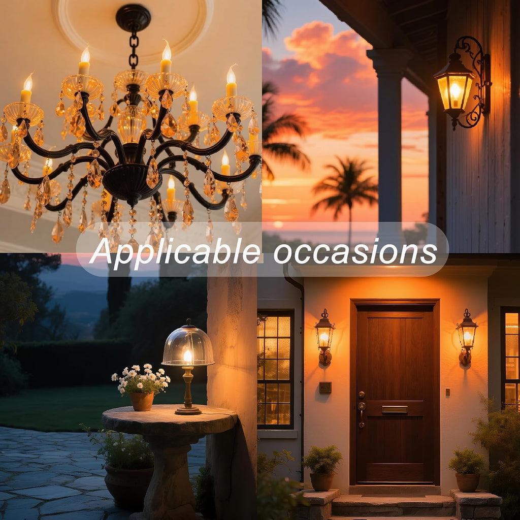 Flickering Flame Light Bulbs,E12 Flicker Candelabra Flame LED Bulb,2Pack