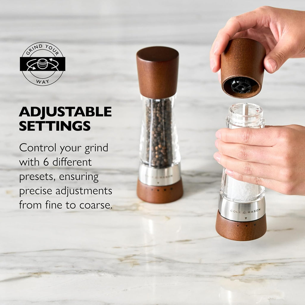 Derwent Grinders, 7.5" Salt & Pepper Mill Set, Forest Wood
