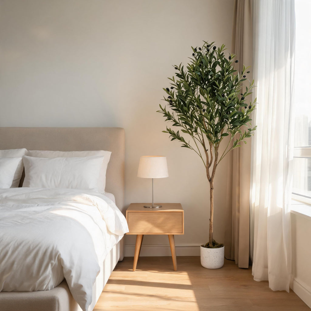 Faux Olive Tree 4.3FT, Indoor Artificial Potted Olive Tree with White Planter, Lifelike 44 Fruits and Realistic