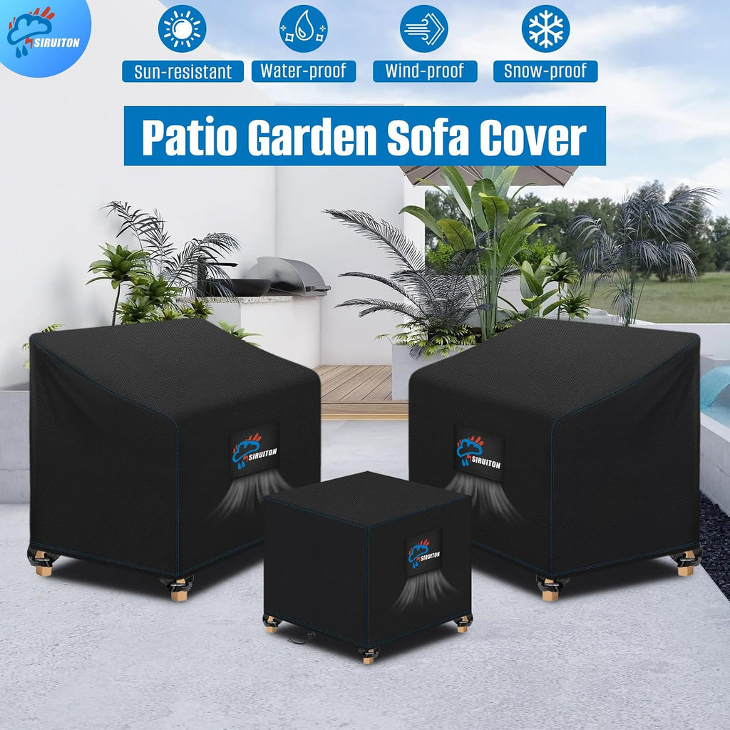 3 Piece Outdoor Veranda Patio Garden Furniture Cover Set | 210D Durable and Water Resistant Fabric,Fit for Outdoor