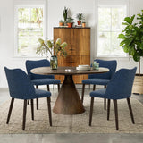 Upholstered Dining Chairs Set of 4, Modern PU Leather Kitchen and Dining Room Side Chairs with Padded Seat and Wood Legs, Blue