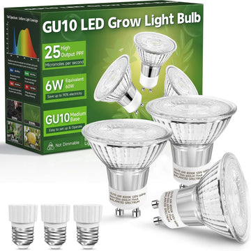 GU10 Grow Light Bulb:6W LED Natural White 4000K 3 Pack