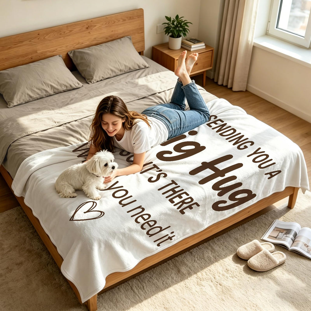 Big Hug Throw Blanket, Inspirational Comforting Sympathy Blanket, Soft Cozy Feel Better Gift Blanket for Couch, Bed