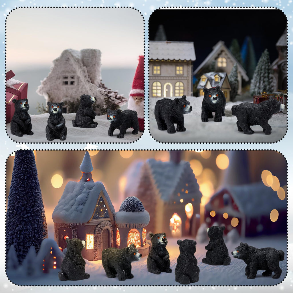 50 Pcs Mini Black Resin Bears, Tiny Wildlife Figurines for Crafts