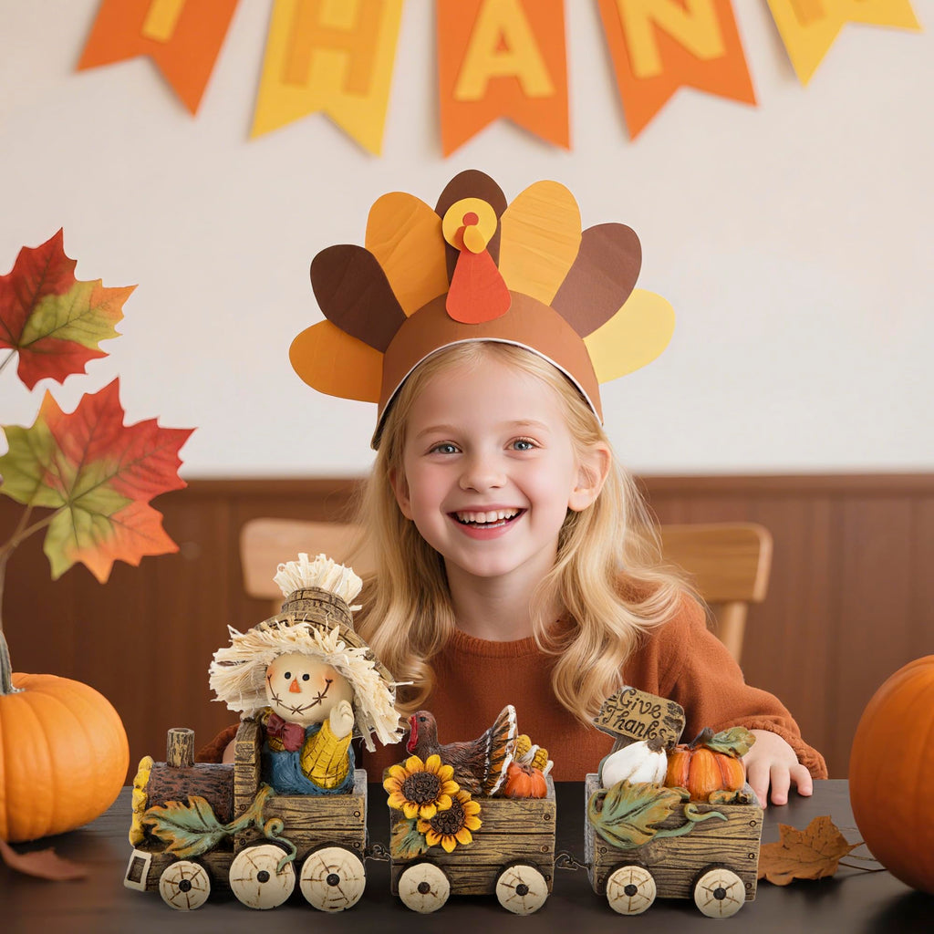 Fall Harvest Scarecrow Train Decoration, Thanksgiving Centerpiece