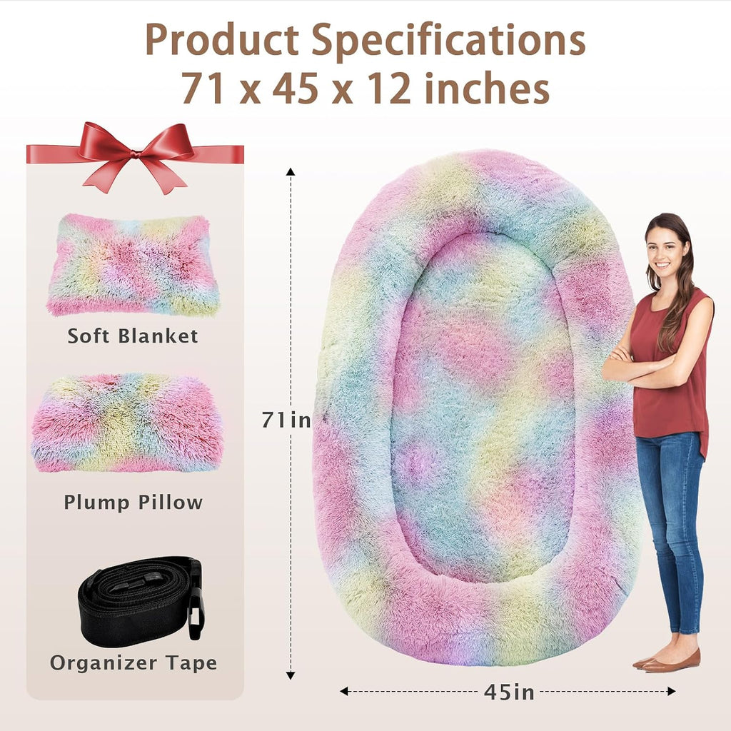 Human Dog Bed, Size Fits Adult and Pet Washable Giant People Bed 10 CM Thick Memory Foam Large