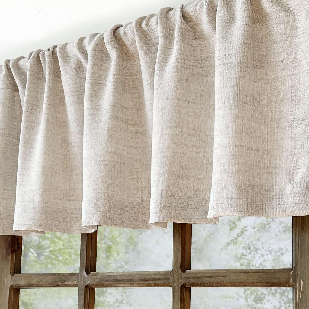 Faux Linen Valance for Windows Kitchen Living Room Valances Rod Pocket Farmhouse Country Rustic Bathroom Small Window