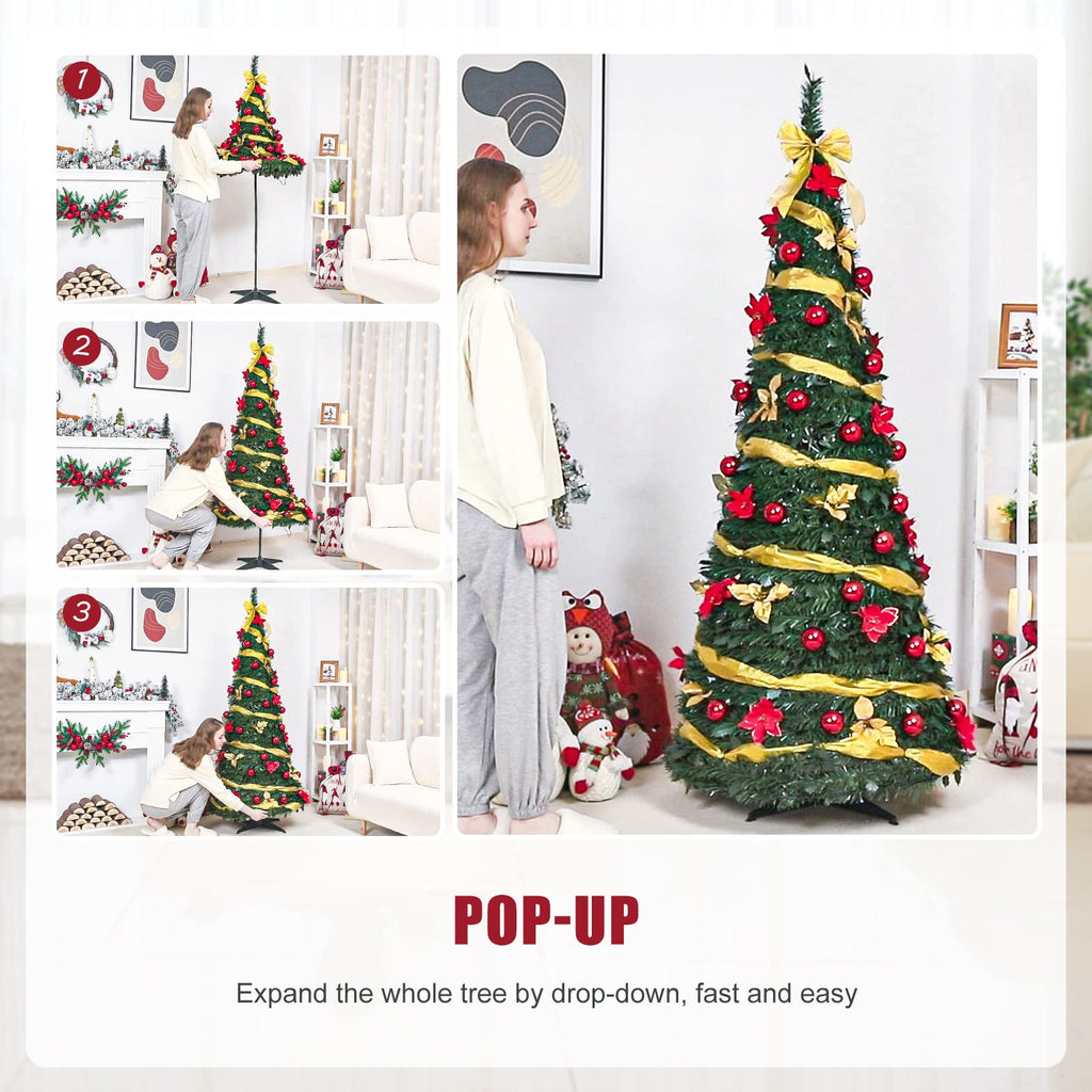 Pre Lit : Pop Up 6 FT Warm White LED Lights (Yellow)
