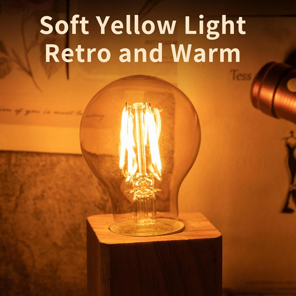 2200k Led Light Bulb,Vintage A19 Edison Bulbs,Dimmable Amber Warm White Tone Light Bulb,Antique Led Filament Light