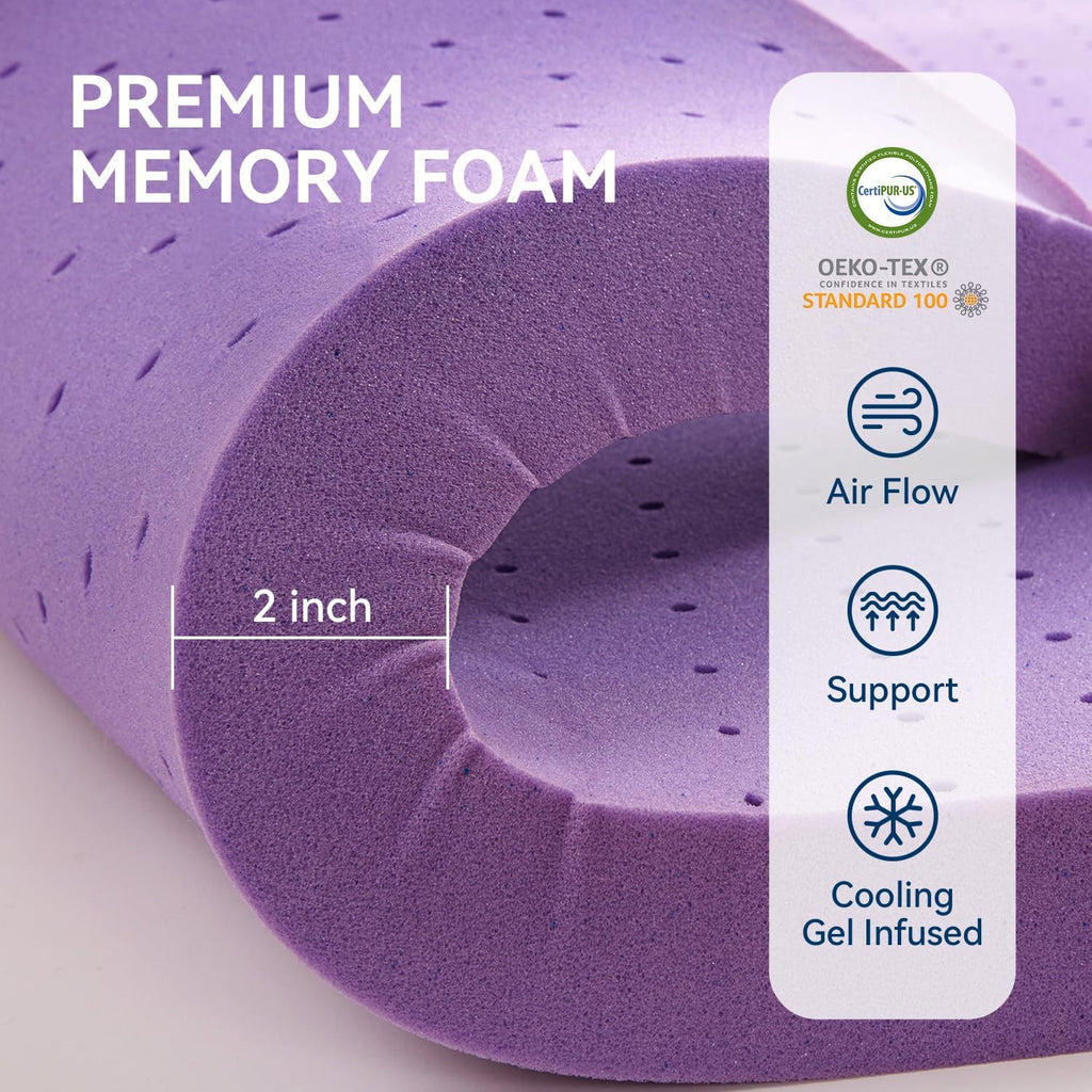 Dual Layer 5 Inch Memory Foam Mattress Topper King Size, 2 Inch Gel Memory Foam Plus 3 Inch 1450 GSM Down Alternative