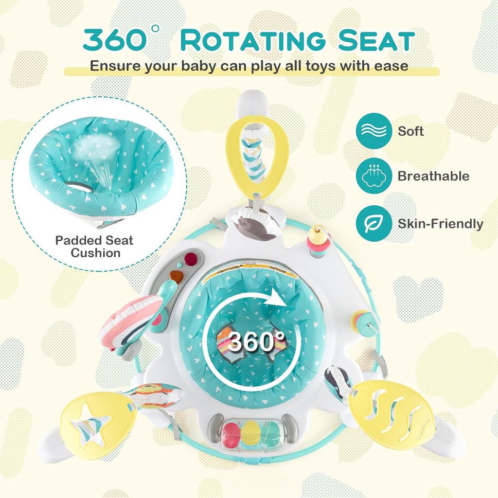 Jumpers and Bouncers, Infant Activity Center with Music Lights Sounds, 360° Rotating Seat and 3 Adjustable Heights