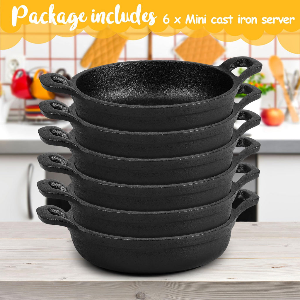 6 Pack Mini Cast Iron Skillets 5 x 5 x 1.3 Inch Pan Ramekin Set