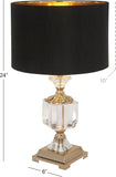 Deco 79 Crystal Room Table Lamp Accent Lamp with Gold Accents, Lamp 14" x 14" x 24", Black