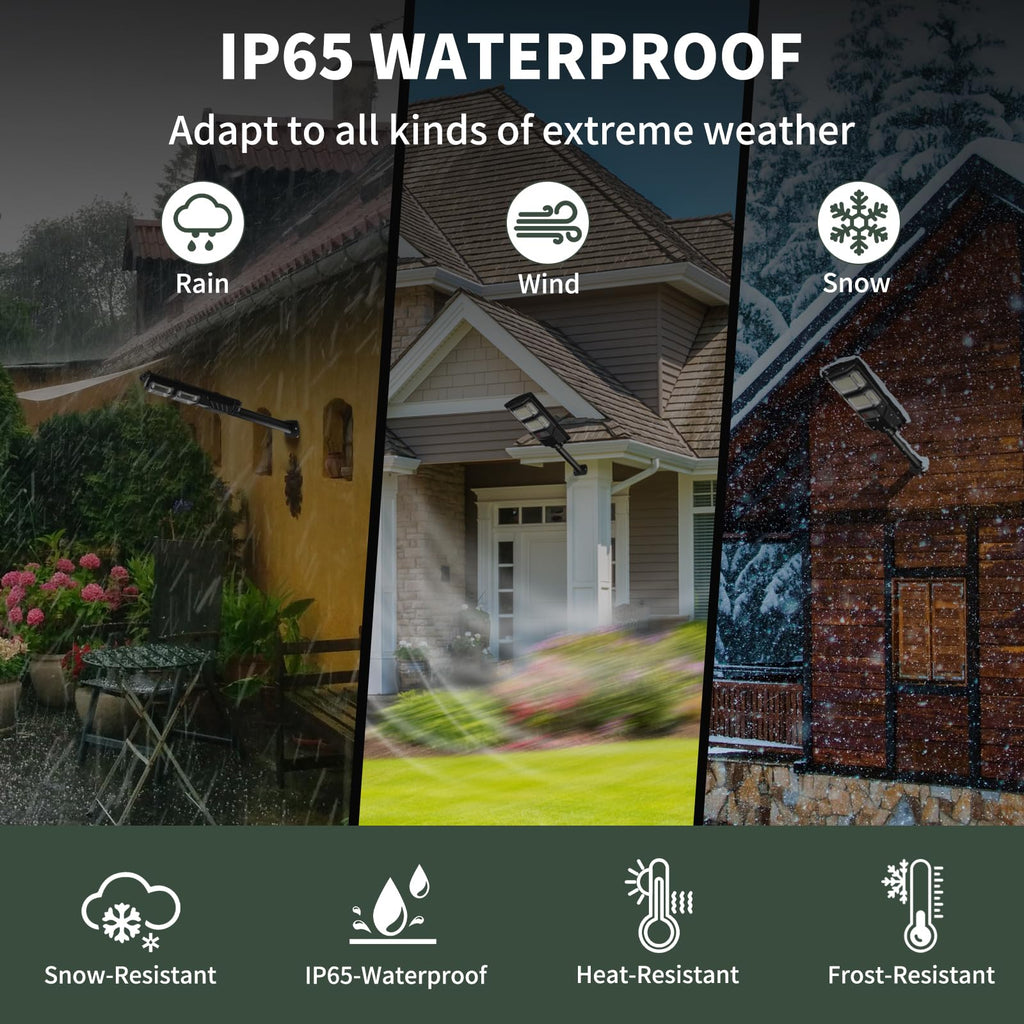 Solar Street Lights Outdoor Waterproof: 2 Pack LED Solar Dusk to Dawn Flood Light Outside 10000 Lumen Solar Powered