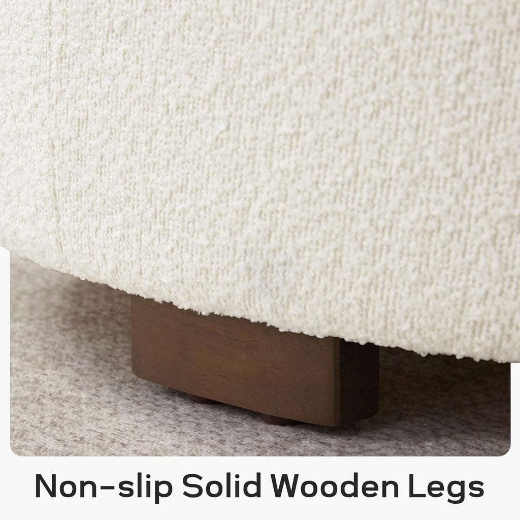 30 Inch Round Storage Ottoman, Ottoman Coffee Table with Lift Off Lid, Boucle Modern Ottomans with Storage s (Beige)