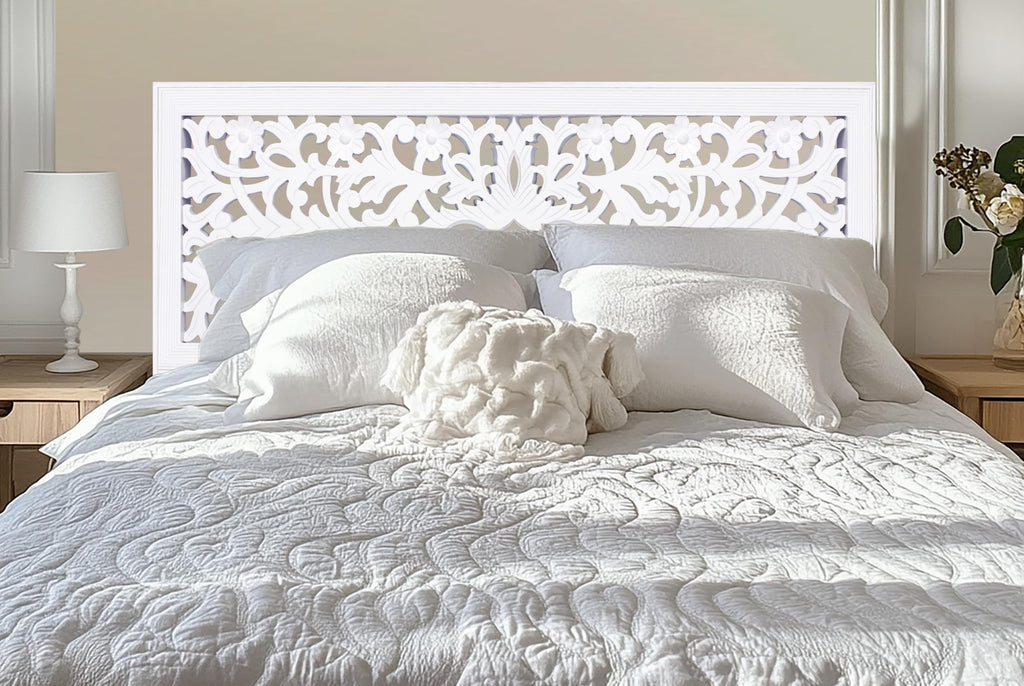 Solid Wood Sturdy Headboard - Rustic White