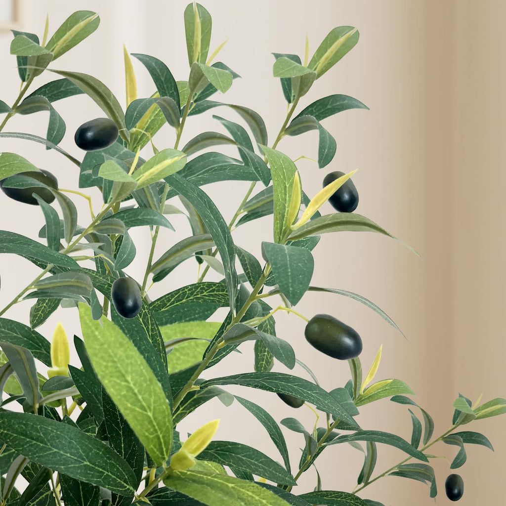 Olive Trees Artificial Indoor, 2 PCS 6FT Faux Olive Tree with Tall Pot, Natural Wood Trunk Treemote and Leaves, Fake