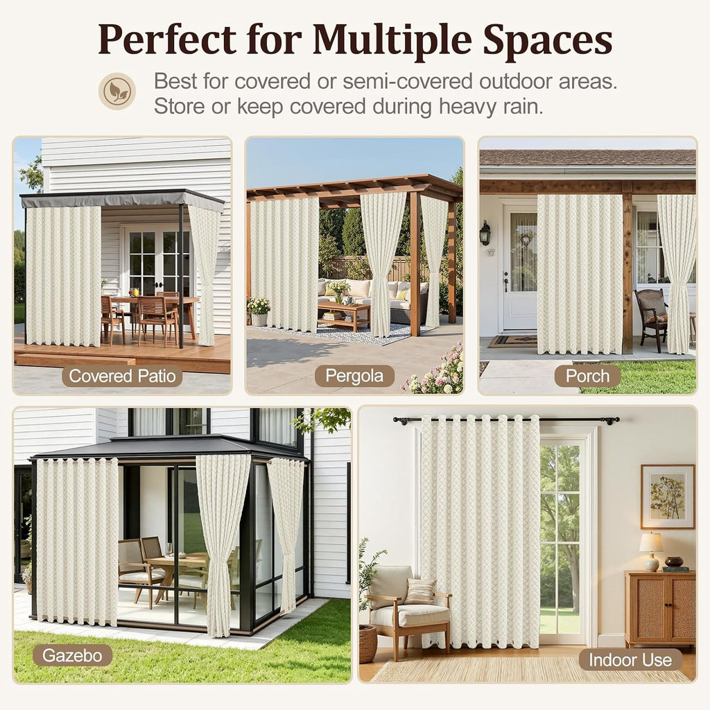 Outdoor Curtains with Zipper Blackout Gazebo Curtains | Heavyweight, Windproof, 2 Panels, Grommet, UV Blocking, 54 x
