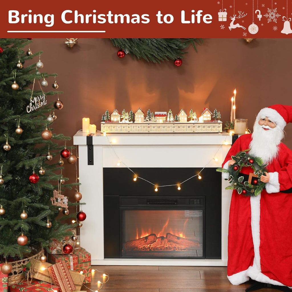 Christmas Advent Calendar Lighted Wood-Effect 32.7" x 3.5" x 6.7"