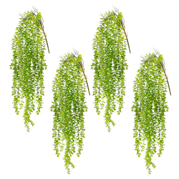 4 Pack Fake Hanging Plants, 38" Artificial Hanging Eucalyptus Plants Greenery Vines UV Resistant Faux Trailing Plants