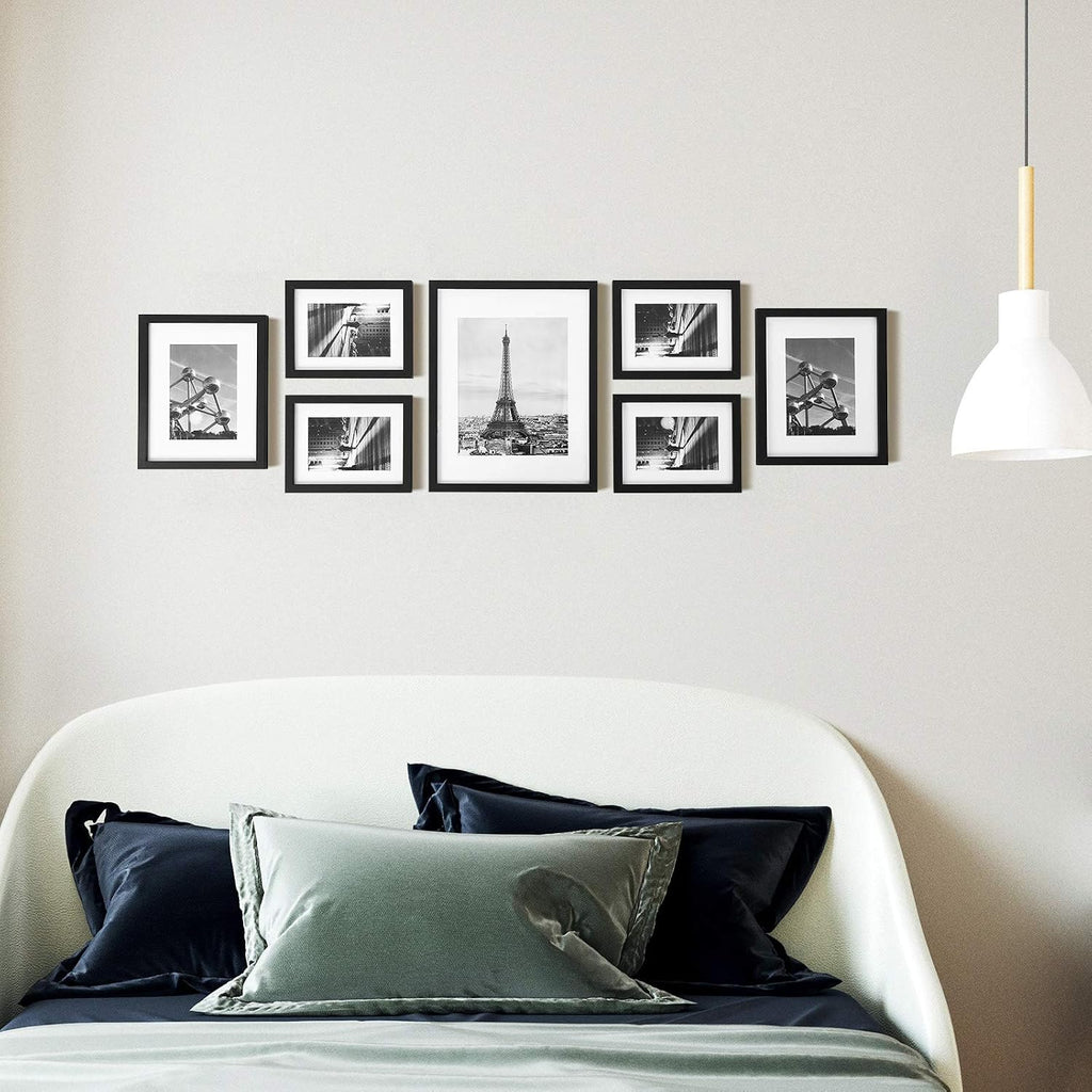 Picture Frames, Collage Photo Frames Set of 7, One 11x14, Two 8x10, Four 6x8 Frames, Wall Gallery or Table
